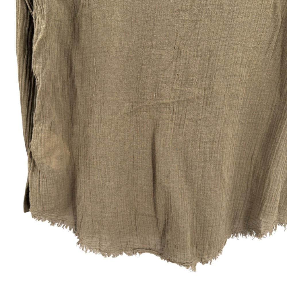 Raquel Allegra Top Olive Green Long Sleeve Lightweight Blouse Size 1 / Small - Picture 4 of 6